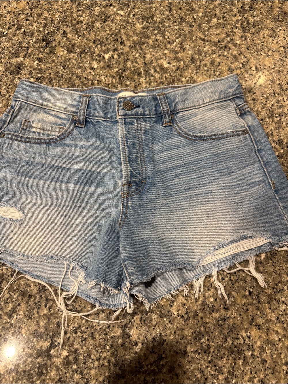 High-Rise Light Blue Denim Cutoff Shorts